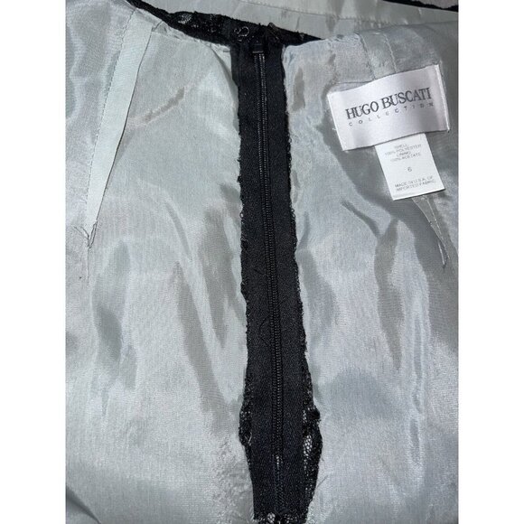 HUGO BUSCATI Collection Black Overlay Lace Satin Sleeveless Open Back - Picture 12 of 12